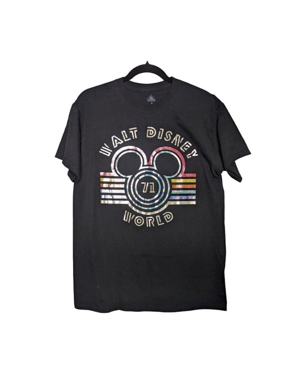 Disney Walt Disney World T-Shirt Unisex M Black Neon Rainbow Mickey Retro